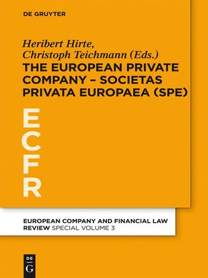 cover image of The European Private Company--Societas Privata Europaea (SPE)